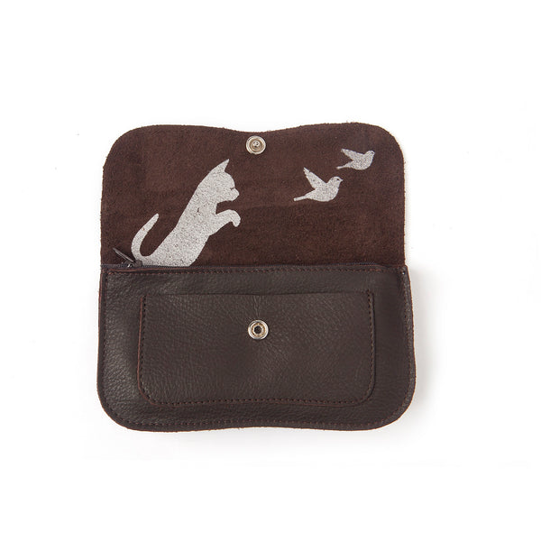 Cat Chase wallet medium dark brown