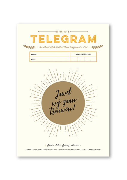 Kras-telegram 'Wij gaan trouwen'